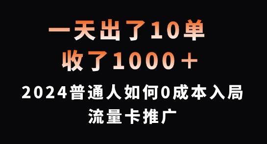 一天出了10单，收了1000+，2024普通人如何0成本入局流量卡推广【揭秘】-天韵资源网