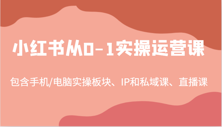 小红书从0-1实操运营课，包含手机/电脑实操板块、IP和私域课、直播课(97节)-天韵资源网