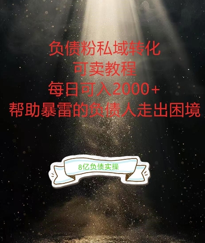 负债粉掘金计划，帮助负债者解决问题，债务规划，债务重组，最好的变现方式【揭秘】-天韵资源网