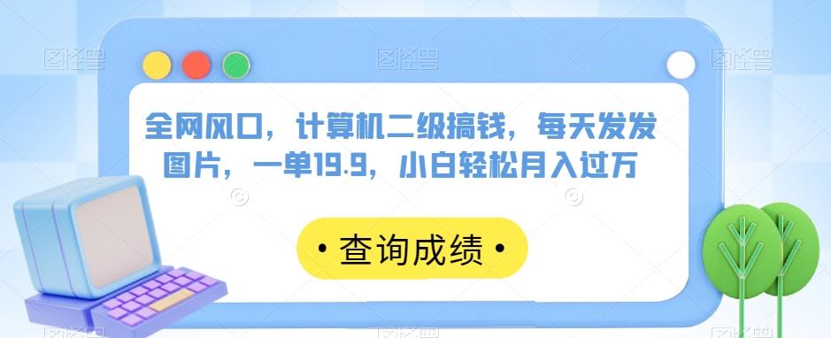 全网风口，计算机二级搞钱，每天发发图片，一单19.9，小白轻松月入过万【揭秘】-天韵资源网