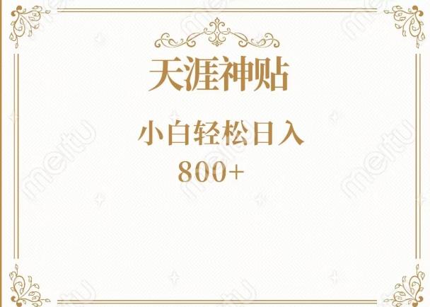 神级项目！天涯神贴再现江湖！小白轻松入手，三个月变现10w+-天韵资源网