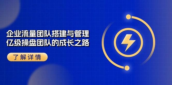 企业 流量团队-搭建与管理，亿级 操盘团队的成长之路(28节课-天韵资源网