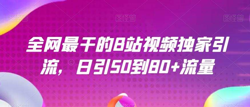 全网最干的B站视频独家引流，日引50到80+流量【揭秘】-天韵资源网