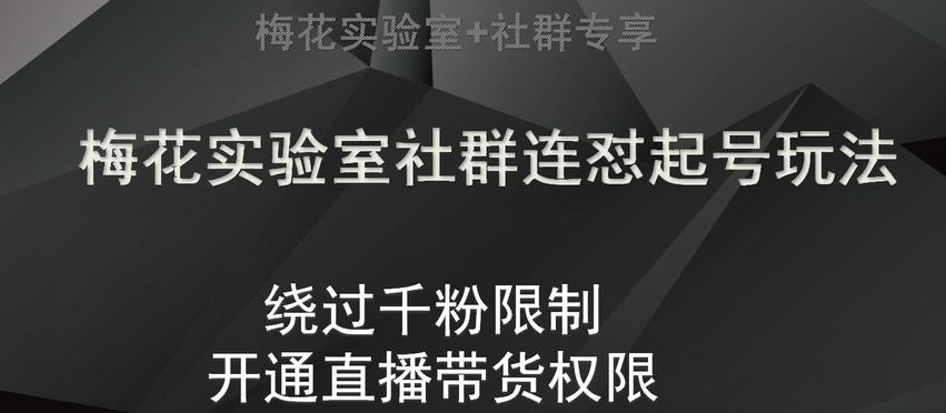 梅花实验室社群连怼起号玩法，视频号绕过千粉限制，开通直播带货权限【揭秘】-天韵资源网