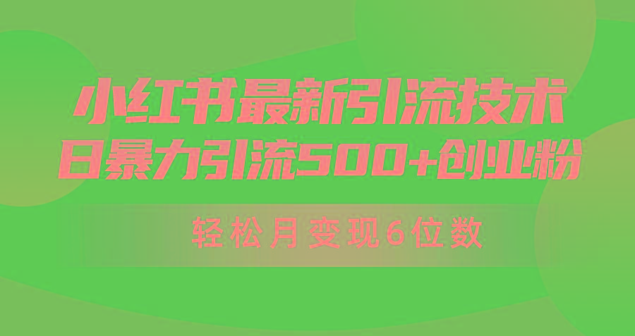 (9871期)日引500+月变现六位数24年最新小红书暴力引流兼职粉教程-天韵资源网