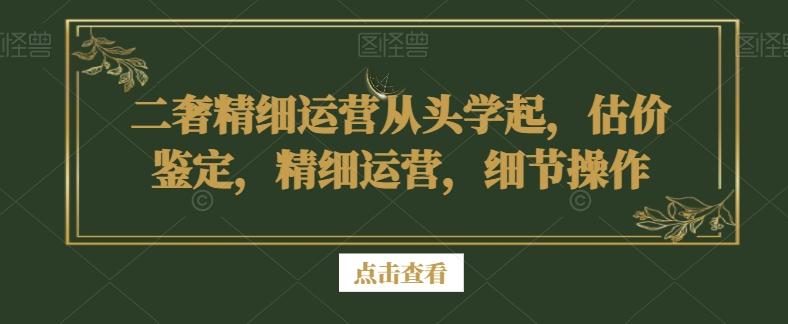 二奢精细运营从头学起，估价鉴定，精细运营，细节操作-天韵资源网