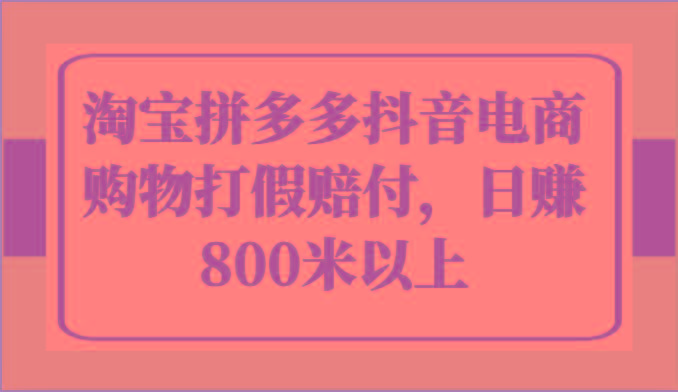 淘宝拼多多抖音电商购物打假赔付，日赚800米以上-天韵资源网