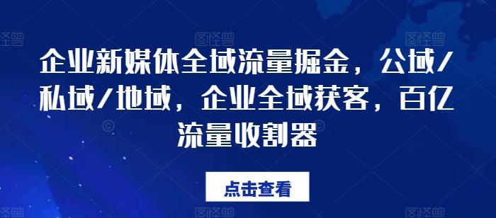 企业新媒体全域流量掘金，公域/私域/地域，企业全域获客，百亿流量收割器-天韵资源网