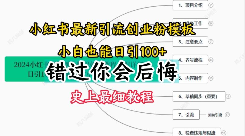 2024小红书引流创业粉史上最细教程，手把手教你引流【揭秘】-天韵资源网