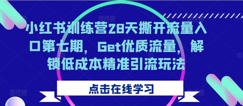 小红书训练营28天撕开流量入口第七期，Get优质流量，解锁低成本精准引流玩法-天韵资源网