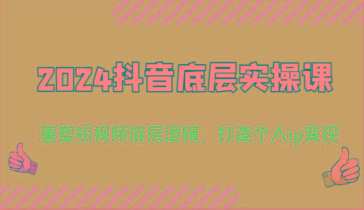 2024抖音底层实操课：重塑短视频底层逻辑，打造个人ip变现(52节)-天韵资源网