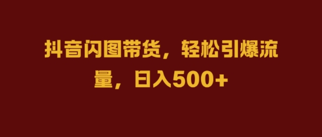 抖音闪图带货，轻松引爆流量，日入几张【揭秘】-天韵资源网