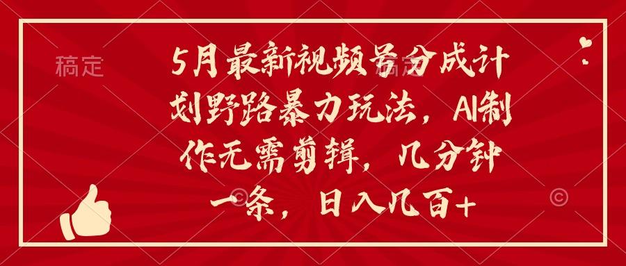 5月最新视频号分成计划野路暴力玩法，ai制作，无需剪辑。几分钟一条，…-天韵资源网