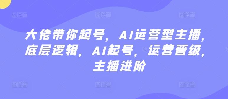大佬带你起号，AI运营型主播，底层逻辑，AI起号，运营晋级，主播进阶-天韵资源网