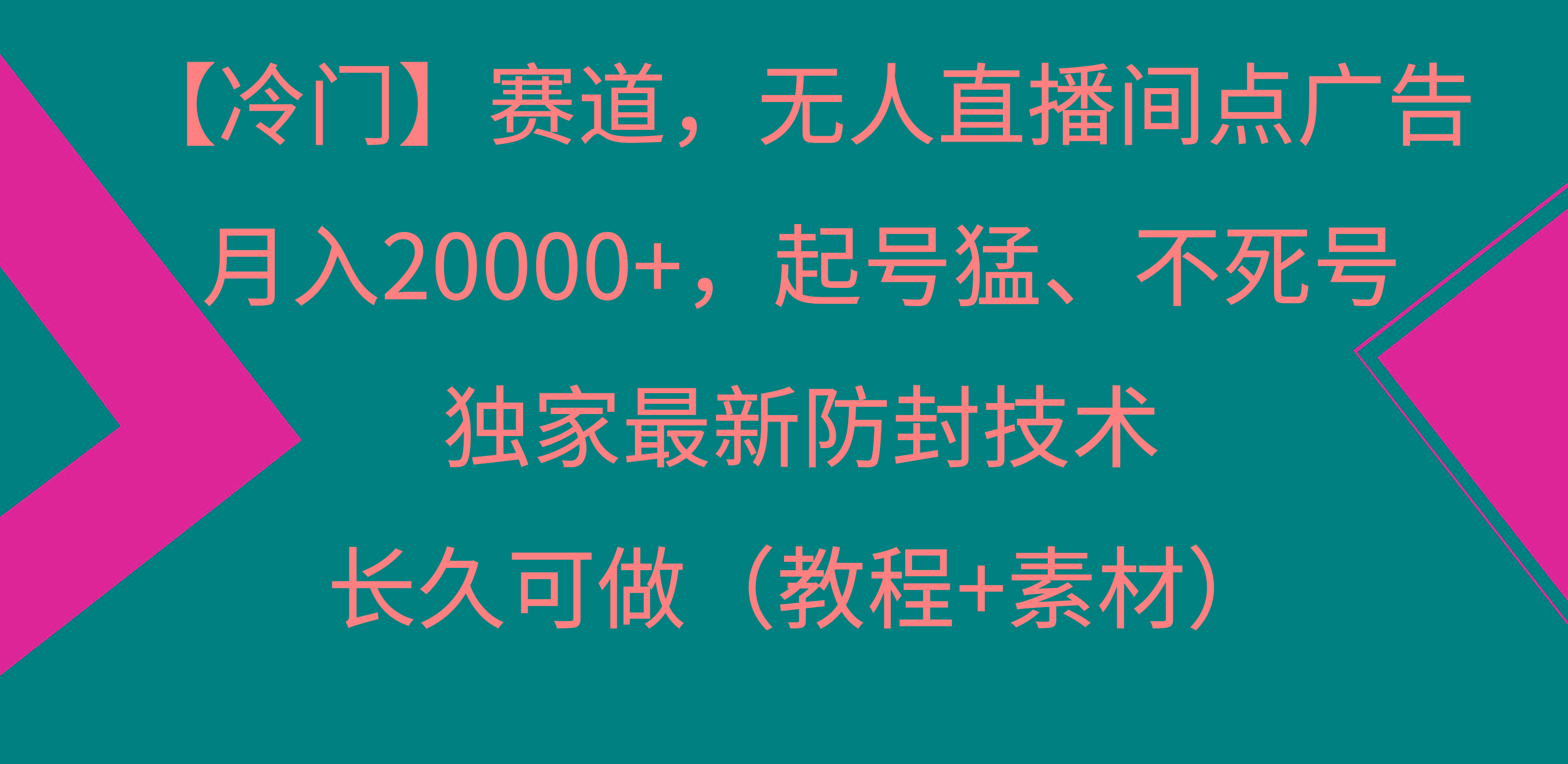 【冷门】赛道，无人直播间点广告，月入20000+，起号猛、不死号，独家最…-天韵资源网