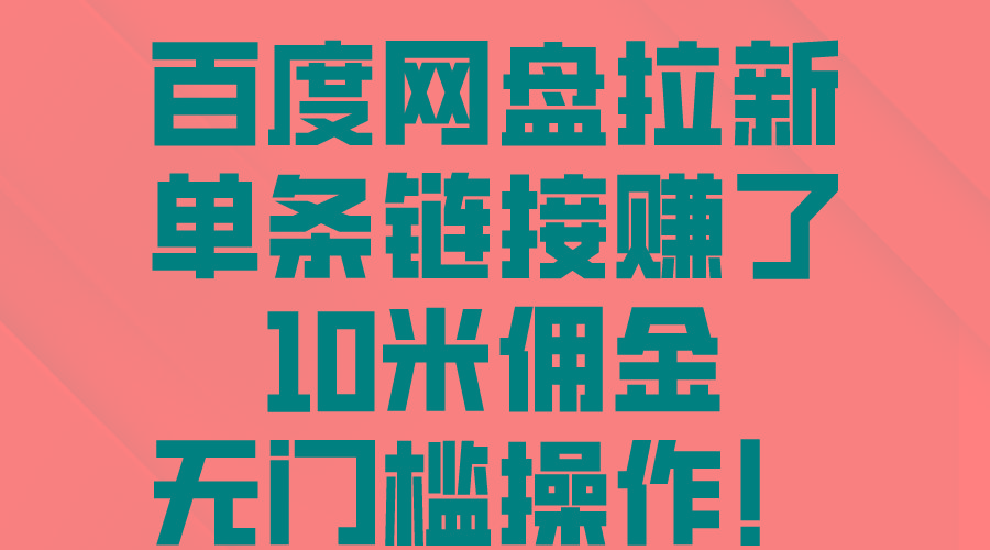 百度网盘拉新，单条链接赚了10米佣金，无门槛操作！-天韵资源网