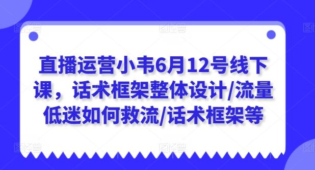 直播运营小韦6月12号线下课，话术框架整体设计/流量低迷如何救流/话术框架等-天韵资源网