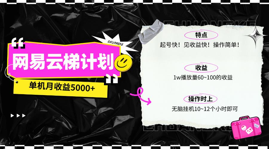 (10063期)最新网易云梯计划网页版，单机月收益5000+！可放大操作-天韵资源网