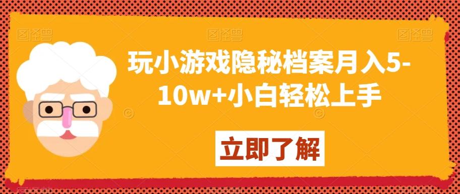 玩小游戏隐秘档案月入5-10w+小白轻松上手【揭秘】-天韵资源网