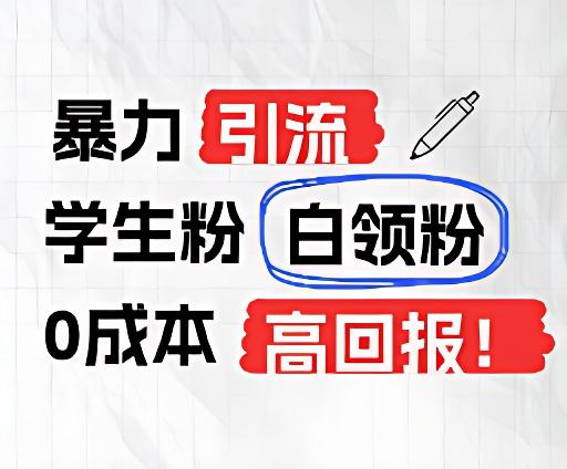 暴力引流学生粉白领粉，吊打以往垃圾玩法，0成本，高回报-天韵资源网