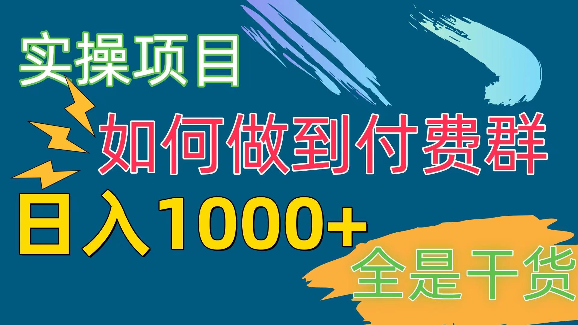 [实操项目]付费群赛道，日入1000+-天韵资源网