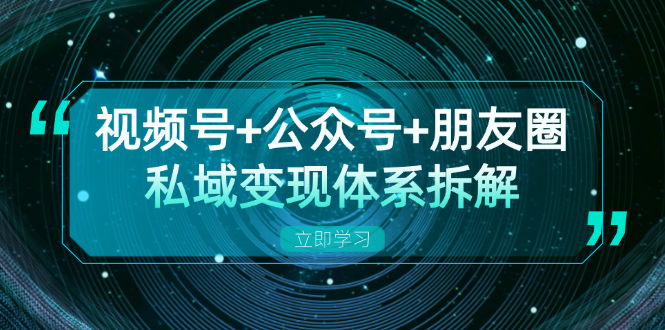视频号+公众号+朋友圈私域变现体系拆解，全体平台流量枯竭下的应对策略-天韵资源网