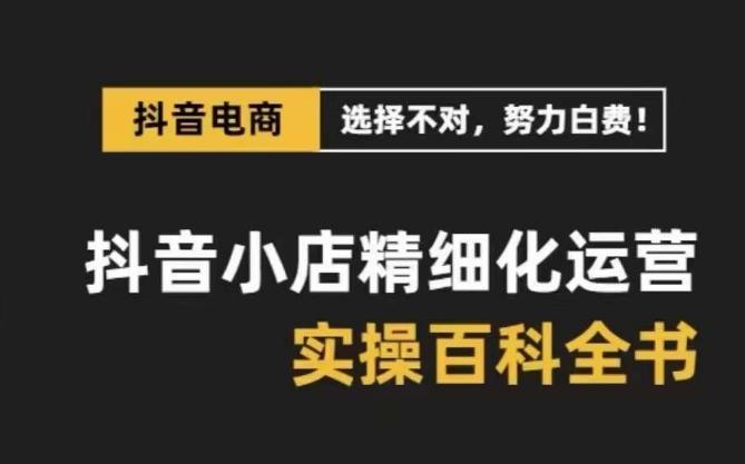 抖音小店精细化运营百科全书，保姆级运营实操讲解-天韵资源网