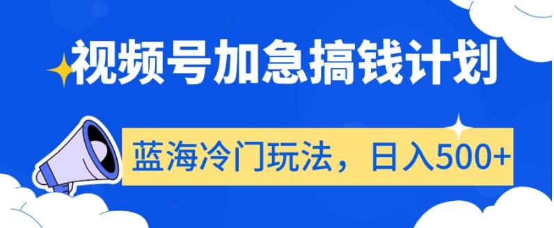 视频号加急搞钱计划，蓝海冷门玩法，日入500+【揭秘】-天韵资源网