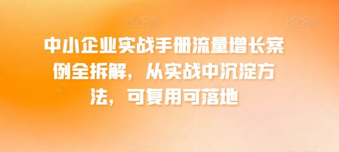 中小企业实战手册流量增长案例全拆解，从实战中沉淀方法，可复用可落地-天韵资源网