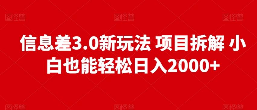 信息差3.0新玩法项目拆解小白也能轻松日入2000+-天韵资源网