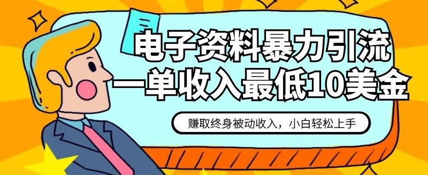 电子资料暴力引流，一单最低10美金，赚取终身被动收入，保姆级教程【揭秘】-天韵资源网