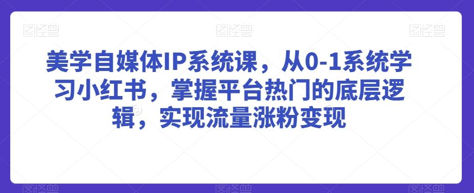 美学自媒体IP系统课，从0-1系统学习小红书，掌握平台热门的底层逻辑，实现流量涨粉变现-天韵资源网
