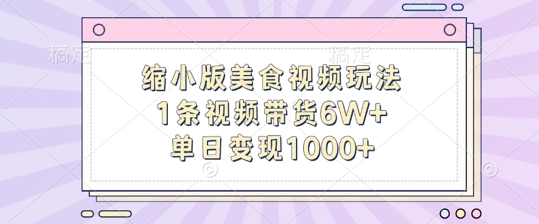 缩小版美食视频玩法，1条视频带货6W+，单日变现1k-天韵资源网