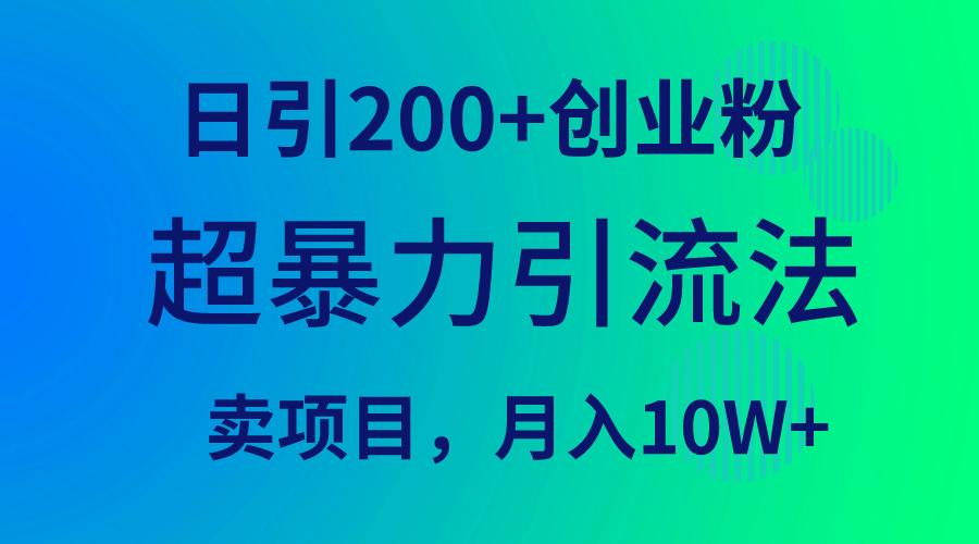 (9654期)超暴力引流法，日引200+创业粉，卖项目月入10W+-天韵资源网