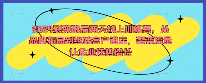 2024裂变破局两天线上训练营，从品牌布局到终端客户进店，裂变流量让企业逆势增长-天韵资源网