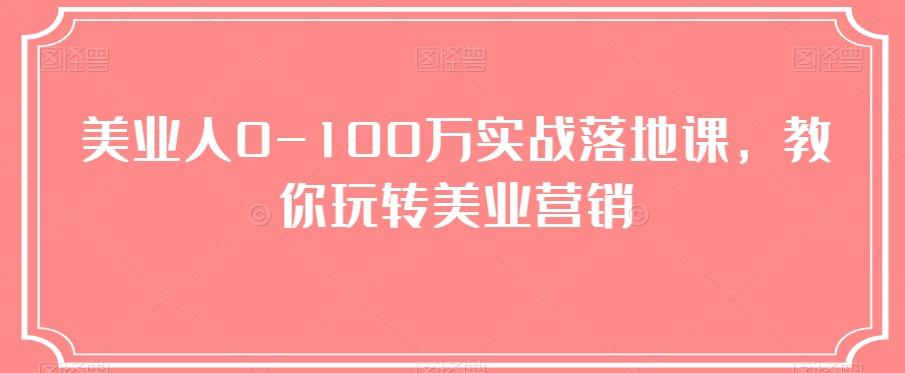美业人0-100万实战落地课，教你玩转美业营销-天韵资源网