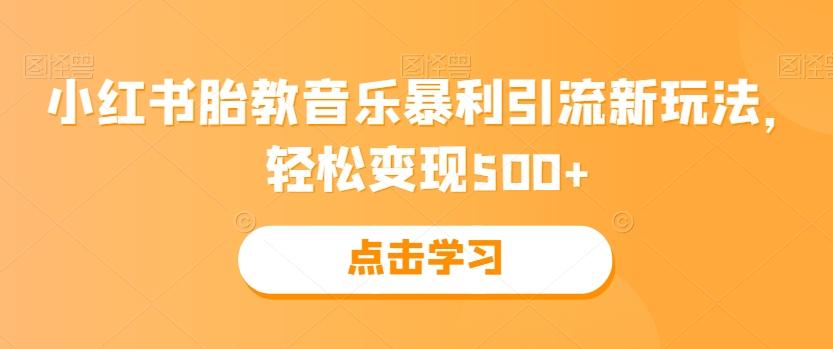 小红书胎教音乐暴利引流新玩法，轻松变现500+-天韵资源网