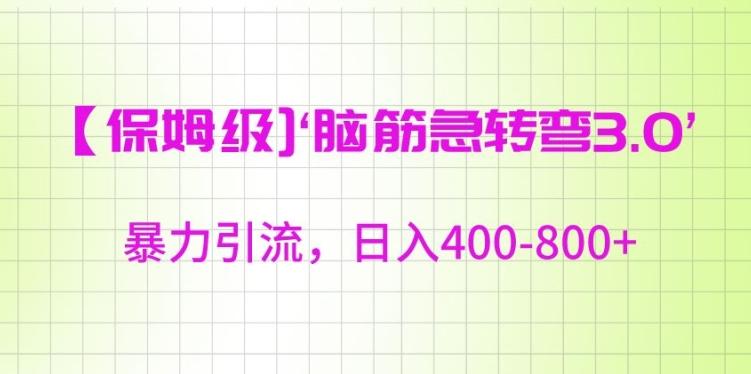 保姆级脑筋急转弯3.0，暴力引流，日入400-800+【揭秘】-天韵资源网