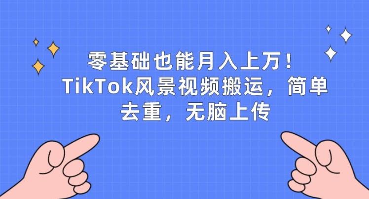 零基础也能月入上w，TikTok风景视频搬运，简单去重，无脑上传【揭秘】-天韵资源网