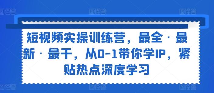 短视频实操训练营，最全·最新·最干，从0-1带你学IP，紧贴热点深度学习-天韵资源网