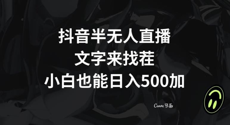 抖音半无人直播，文字来找茬小游戏，每天收益500+【揭秘】-天韵资源网