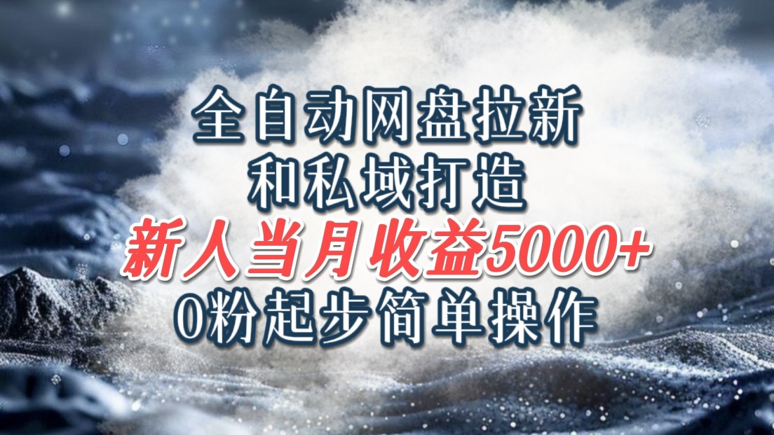 全自动网盘拉新和私域打造，0粉起步简单操作，新人入门当月收益5000以上-天韵资源网