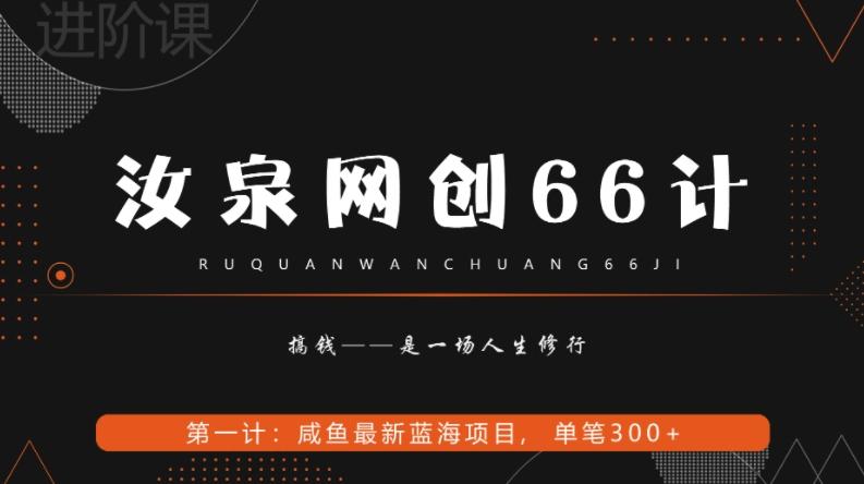 汝泉网创66计之第1计：闲鱼长期稳定项目，单笔变现300+-天韵资源网