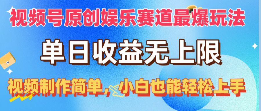 视频号原创娱乐赛道最爆玩法，单日收益无上限，视频制作简单，小白也能…-天韵资源网