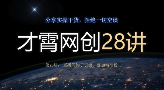 才霄网创28讲第23讲：直播间钩子引流，暴加精准粉！-天韵资源网