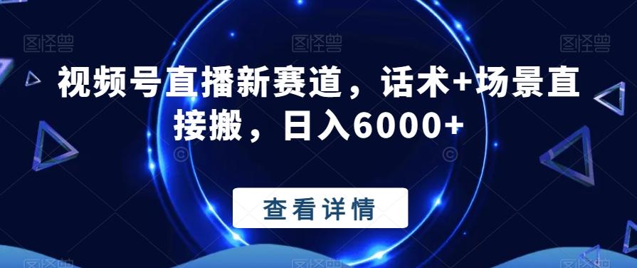 视频号直播新赛道，话术+场景直接搬，日入6000+-天韵资源网