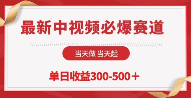 最新中视频必爆赛道，当天做当天起，单日收益300-500+【揭秘】-天韵资源网