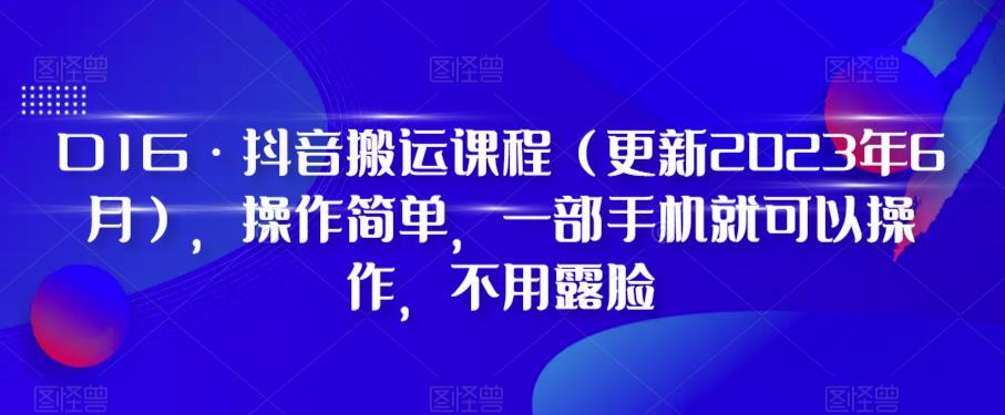 D1G·抖音搬运课程（更新2024年01月），操作简单，一部手机就可以操作，不用露脸-天韵资源网