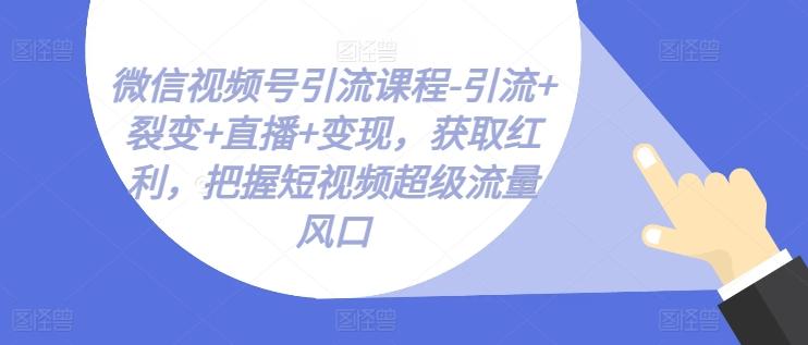 微信视频号引流课程-引流+裂变+直播+变现，获取红利，把握短视频超级流量风口-天韵资源网