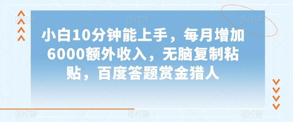 小白10分钟能上手，每月增加6000额外收入，无脑复制粘贴‌，百度答题赏金猎人【揭秘】-天韵资源网
